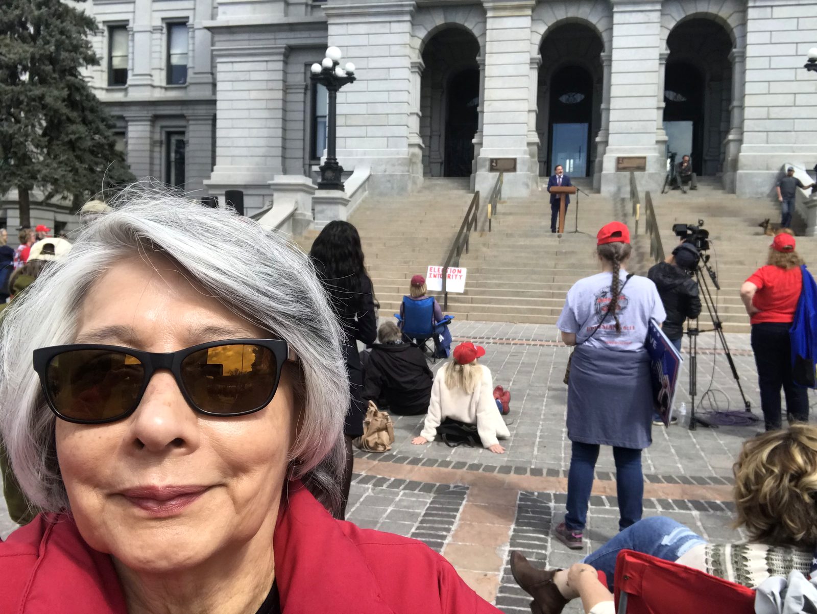 Sydnnia Wulff at a rally on the steps of the Colorado State Capitol